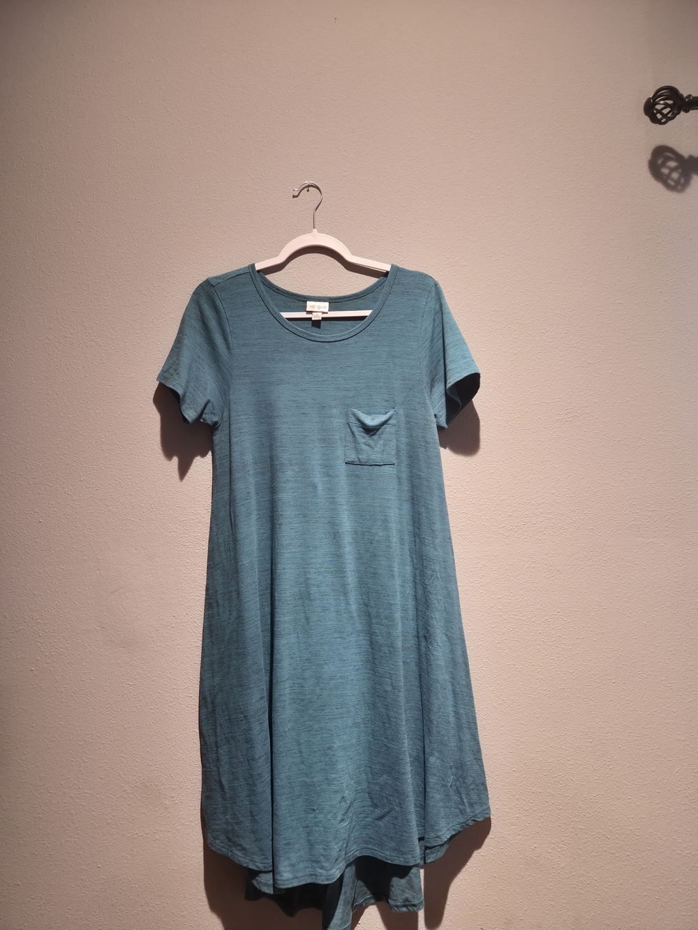 LuLaRoe Teal Short Sleeve Midi Swing Dress with Pocket